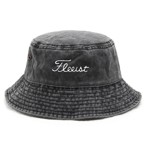 Vintage Washed Fish Logo Bucket Hat