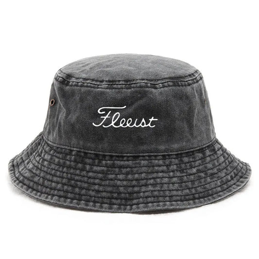 Vintage Washed Fish Logo Bucket Hat