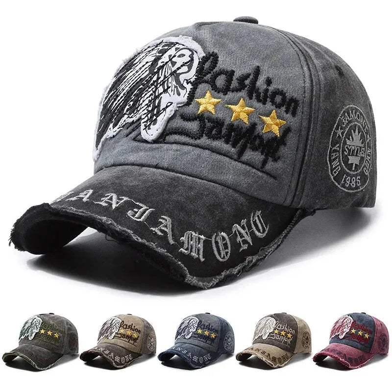 Four Seasons Retro Distressed Letter Embroidered Baseball Cap