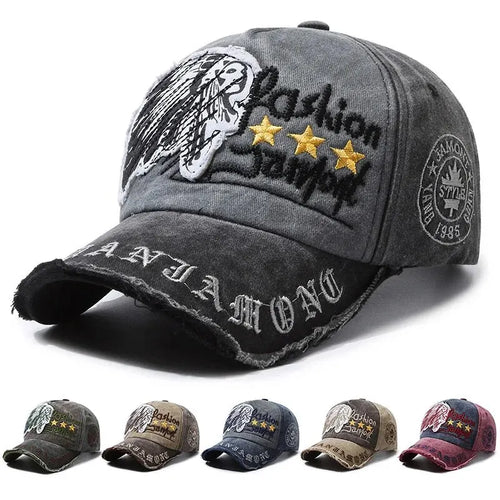 Four Seasons Retro Distressed Letter Embroidered Baseball Cap