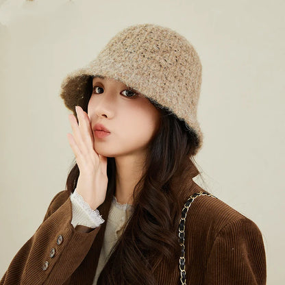 Women Knitted Korean Style Retro Winter Bucket Hat