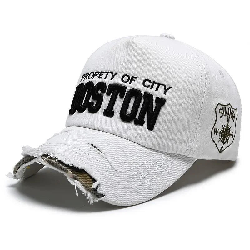 Boston Letter Embroidery Vintage Cotton Baseball Cap Unisex
