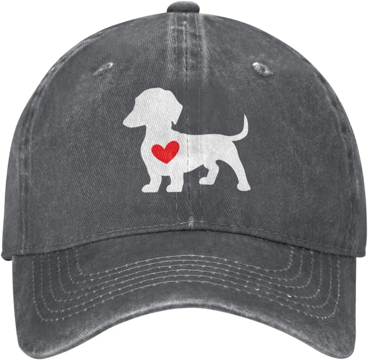 Dog Lover Heart Silhouette Cotton Baseball Cap