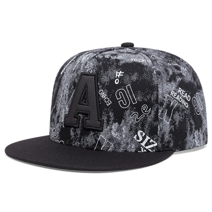 A Graffiti Embroidered Flat Brim Baseball Hat
