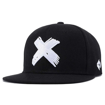X Letter Embroidery Adjustable Snapback Cap