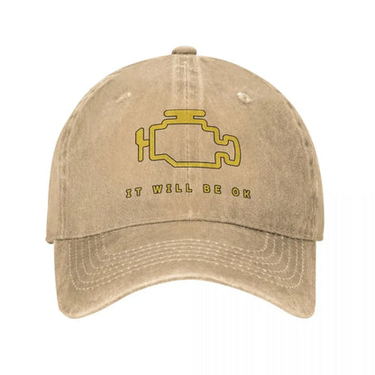Mechanic Check Engine Light Washed Baseball Cap
