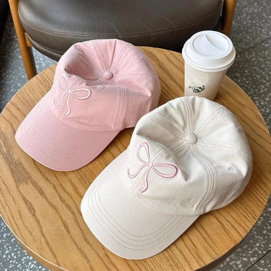 Cute Korean Bow Pink Baseball Cap