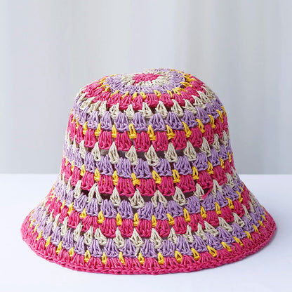 Handmade Multicolor Straw Bucket Hat