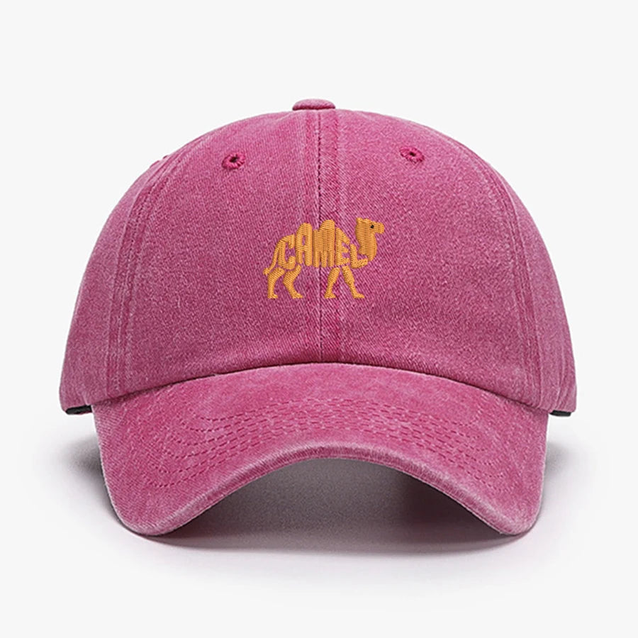 Camel Embroidered Vintage Cotton Baseball Cap