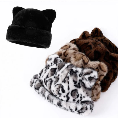 Luxury Fluffy Leopard Faux Fur Bucket Hat