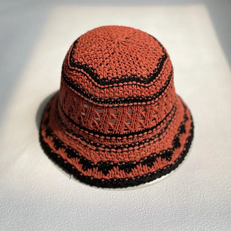 Korean Handmade Crochet Hollow Breathable Summer Bucket Hat