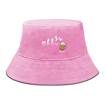 Friday With Beer Solid Color Foldable Bucket Hat