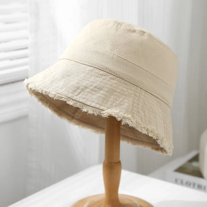 Bucket Hat Women Spring Summer Cloth Tassel Brim