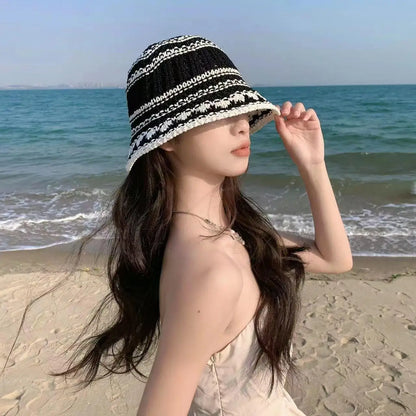 Korean Handmade Crochet Hollow Breathable Summer Bucket Hat