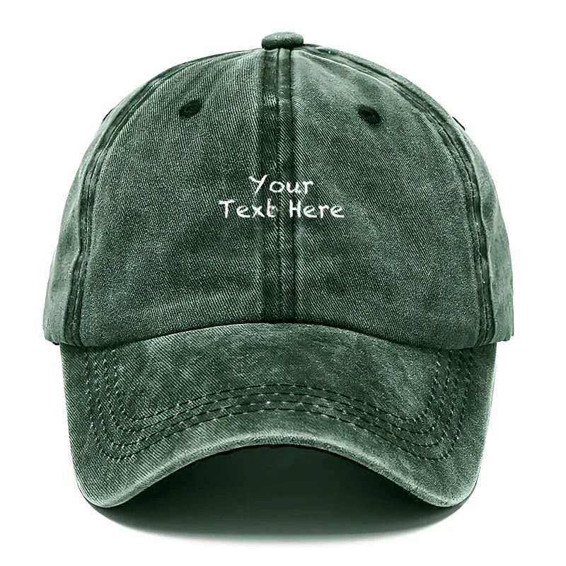 Custom Text Vintage Washed Cotton Baseball Cap
