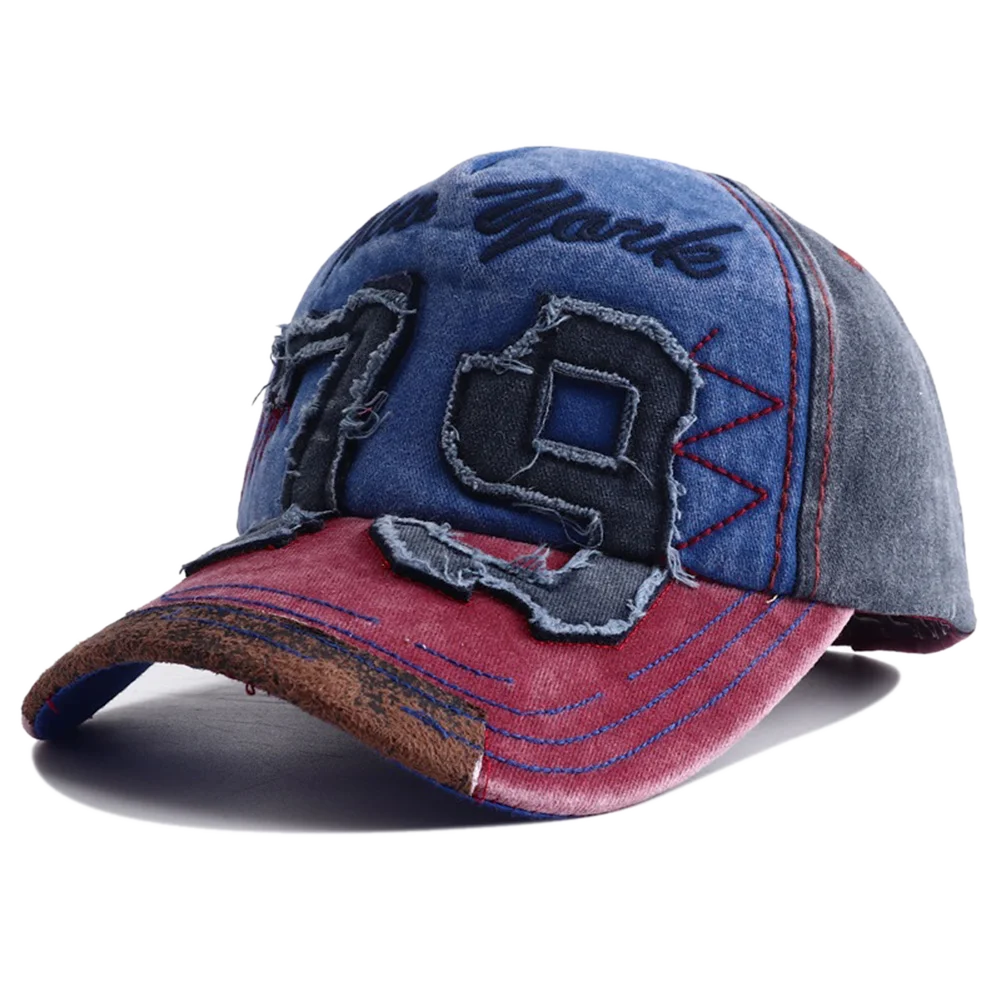 Unisex Washed Cotton Embroidered Letter Baseball Cap