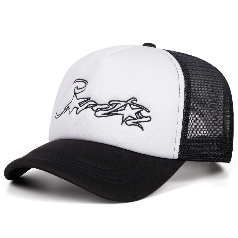 C Star Embroidered Mesh Baseball Hat