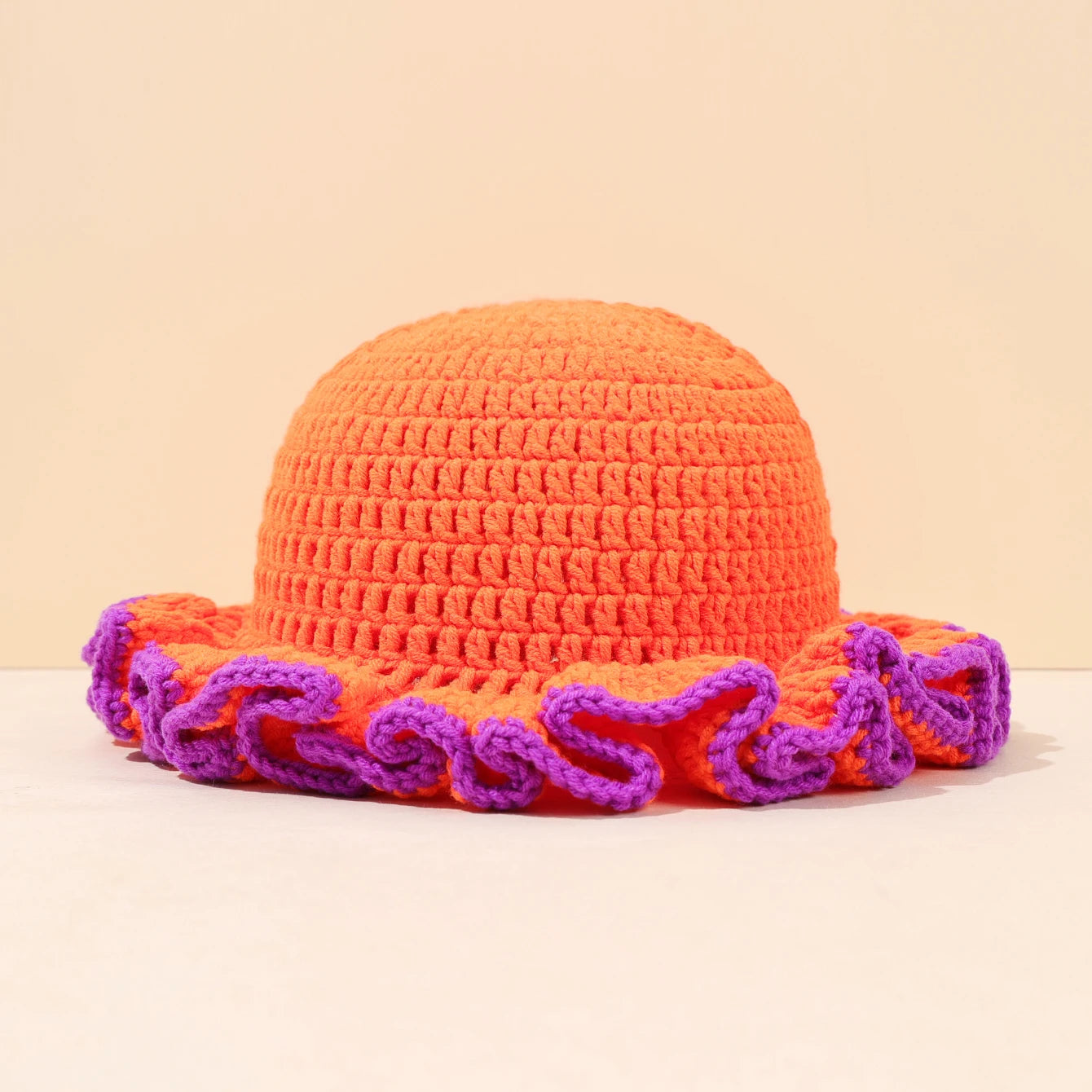 Multicolor Ruffle Knitted Wool Bucket Hat