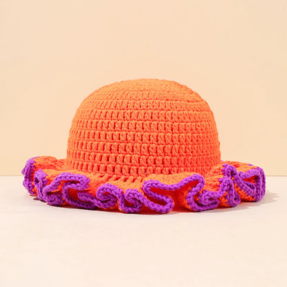 Multicolor Ruffle Knitted Wool Bucket Hat