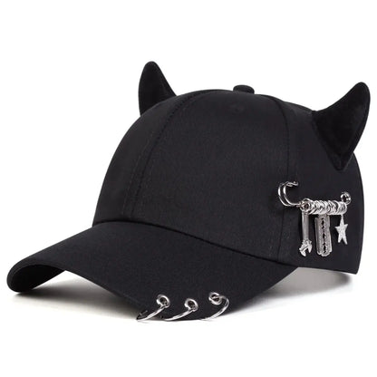 Cow Horn Iron Ring Baseball Cap