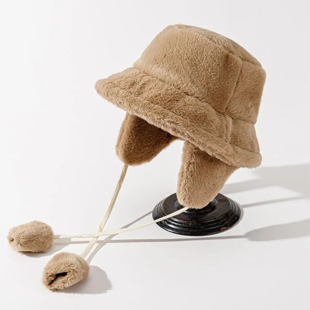 Unisex Faux Fur Bucket Hat with Ear Protection