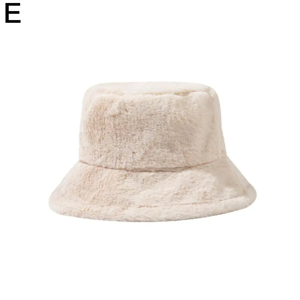 Plush Winter Wide Brim Bucket Hat