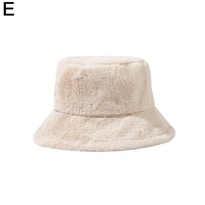Plush Winter Wide Brim Bucket Hat