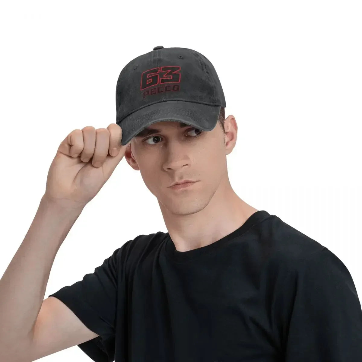 Pecco Bagnaia 63 Distressed Cotton Snapback Baseball Hat