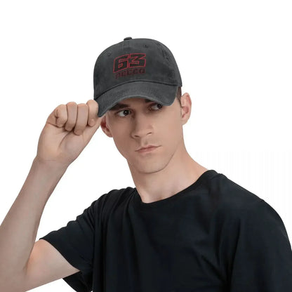 Pecco Bagnaia 63 Distressed Cotton Snapback Baseball Hat