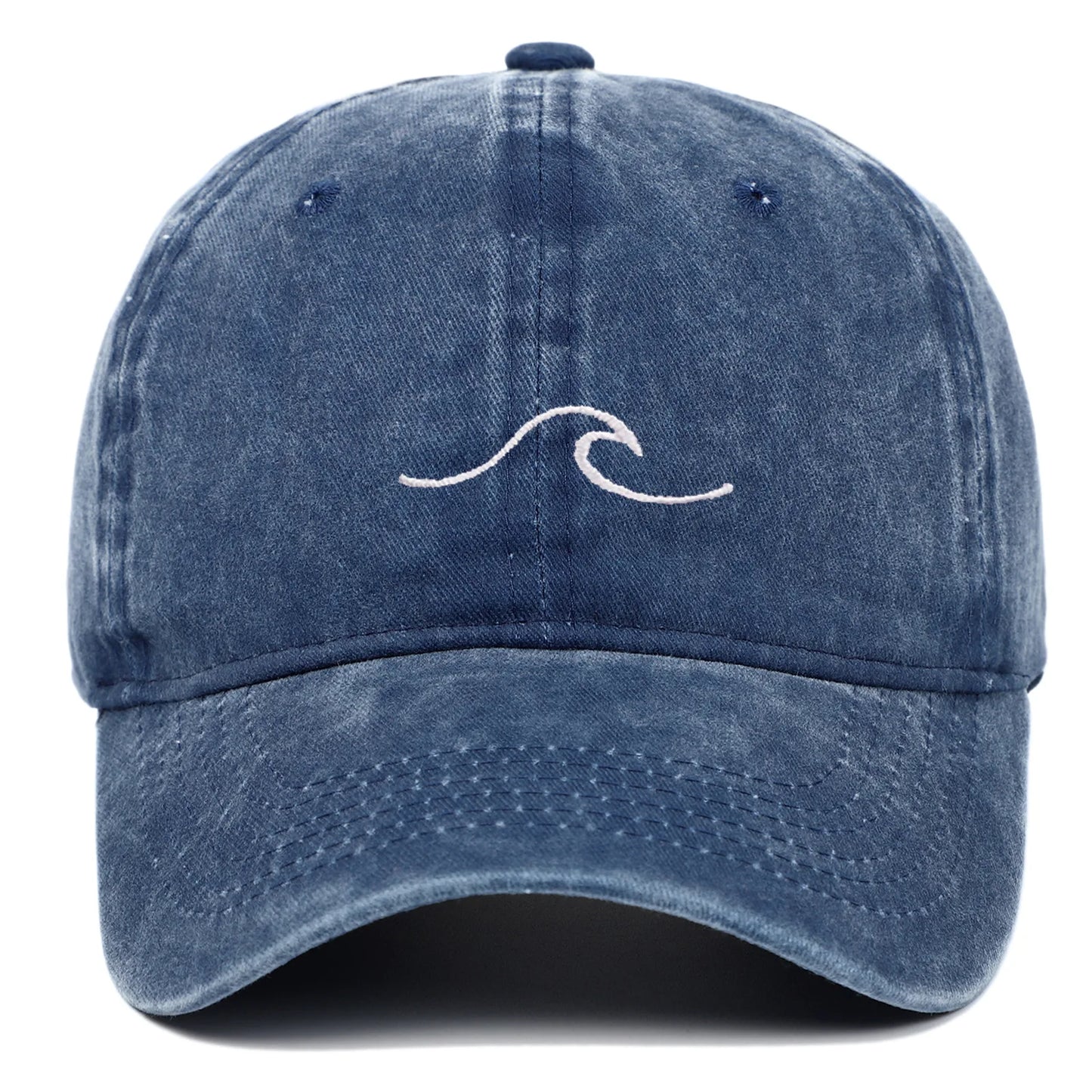 Wave Pattern Embroidered Retro Washed Baseball Cap