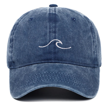 Wave Pattern Embroidered Retro Washed Baseball Cap