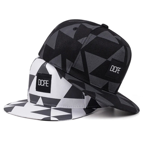 Black White Grid Snapback Hat Unisex