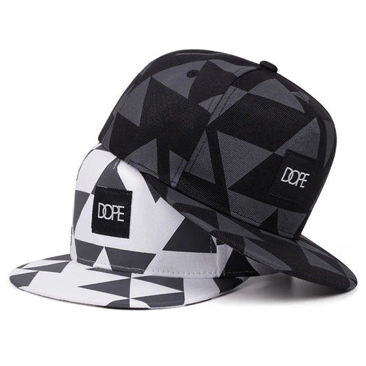 Black White Grid Snapback Hat Unisex