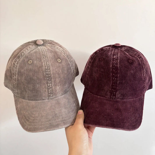 Vintage Solid Color Corduroy Unisex Spring Autumn Snapback Cap