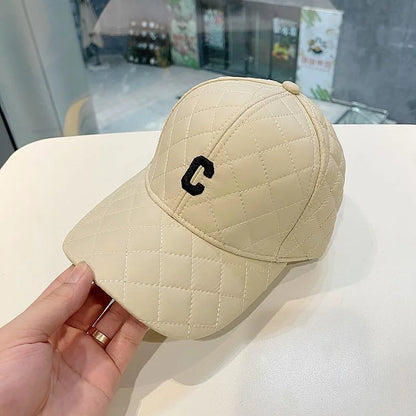 Quilted Letter Embroidered Baseball Cap