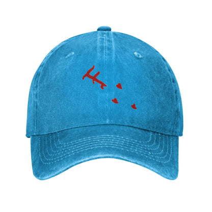 Red Loveheart Washed Denim Trucker Baseball Cap