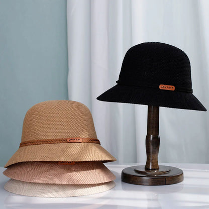 Women Foldable Straw Sun Bucket Hat