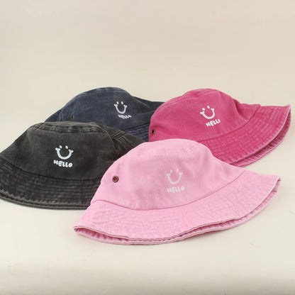 Kids Smiling Face Cotton Summer Bucket Hat