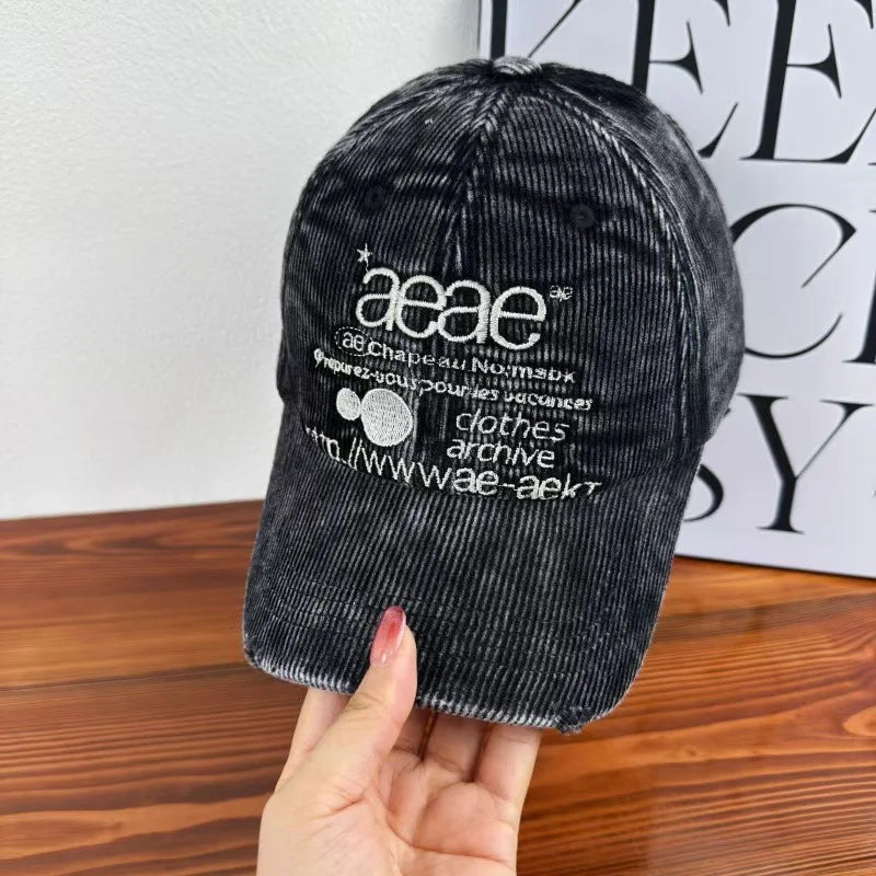 Korean Vintage Camouflage Letter Embroidered Snapback Baseball Hat