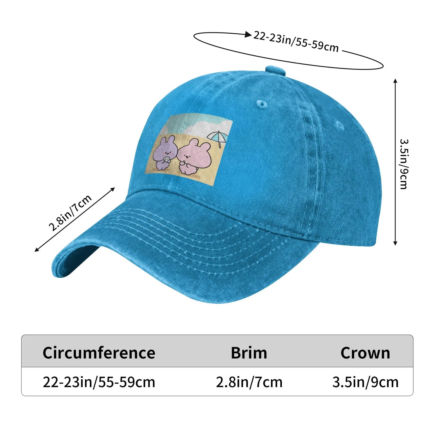 Asamimichaan Washed Denim Adjustable Baseball Cap