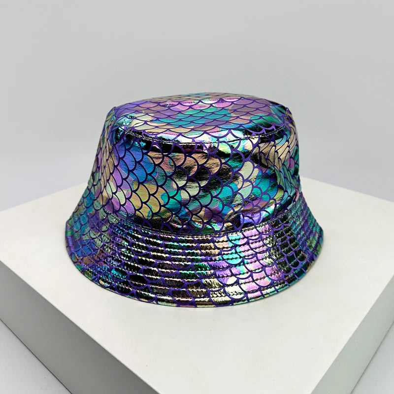 Shiny PU Leather Colorful Bucket Hats