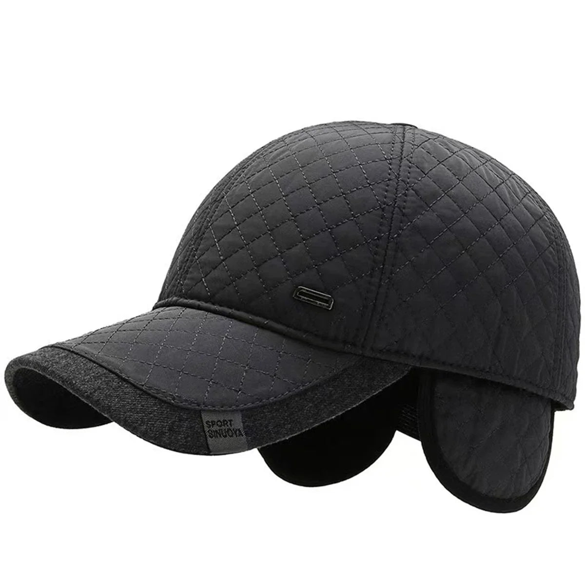 Unisex Square Label Grid Ear Baseball Cap