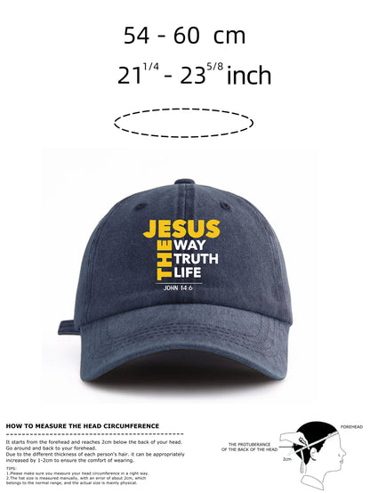 Jesus Cross Print Washed Classic Baseball Cap