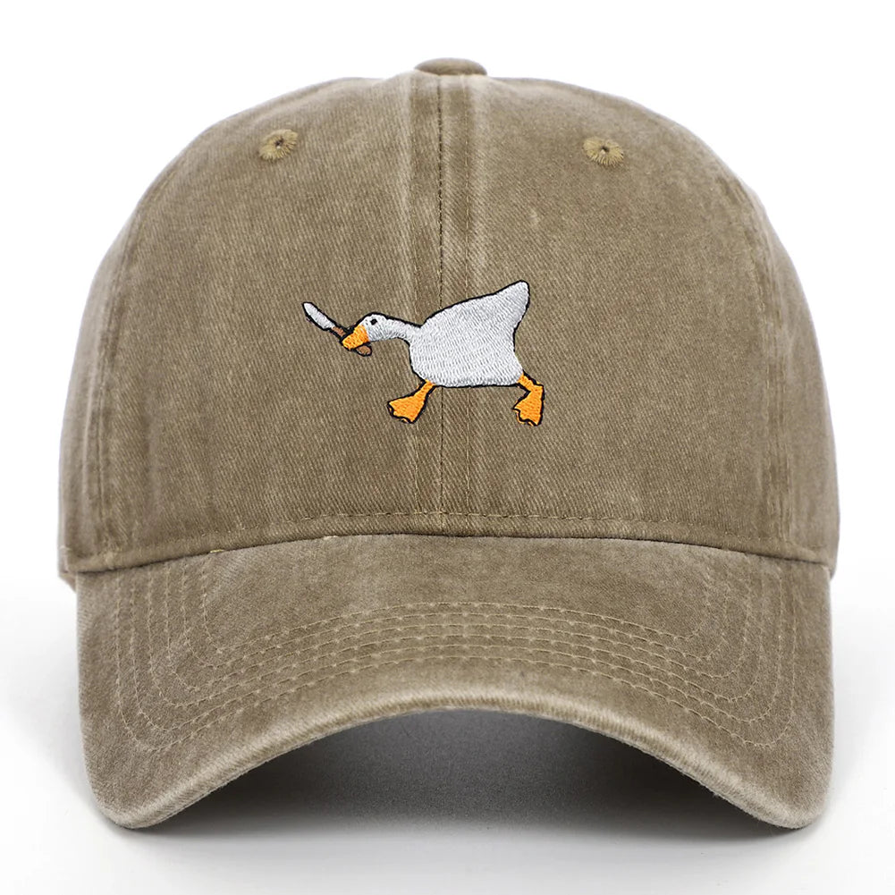 White Goose Embroidered Adjustable Baseball Cap
