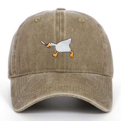 White Goose Embroidered Adjustable Baseball Cap