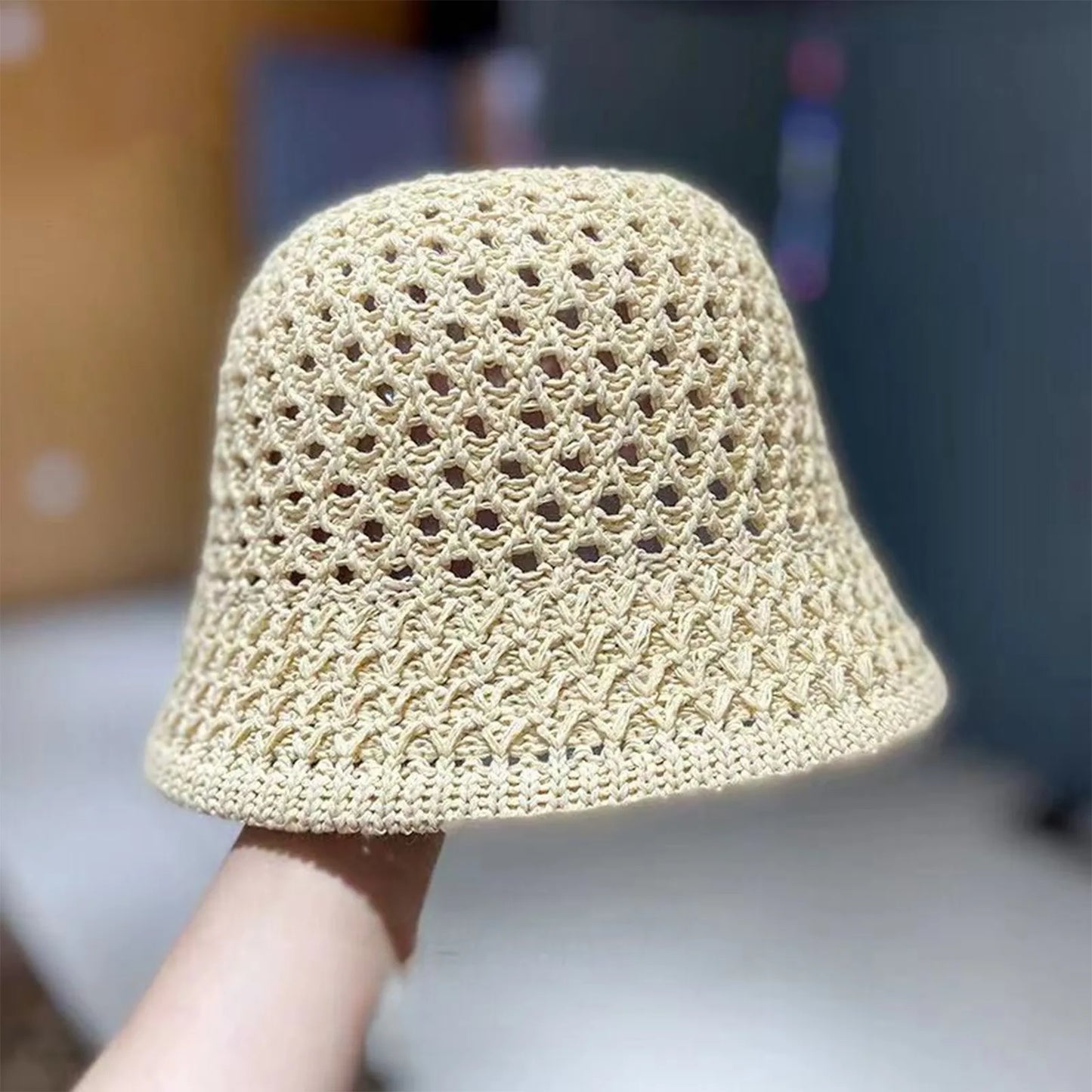 Korean Straw Handwoven Summer Bucket Hat