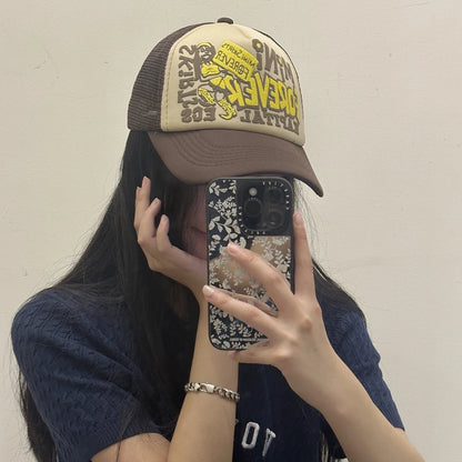 American Graffiti Letter Colorblock Trucker Baseball Cap