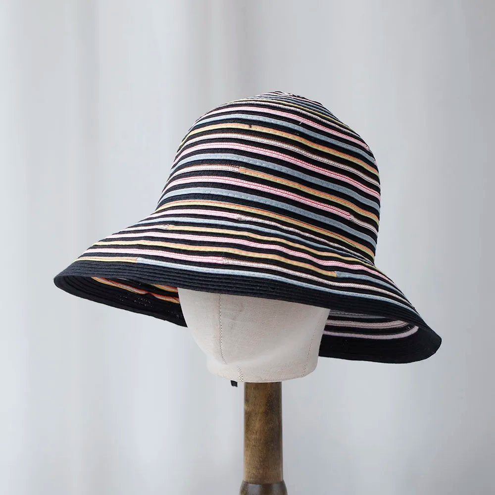 Rainbow Stripe Woven Summer Bucket Hat