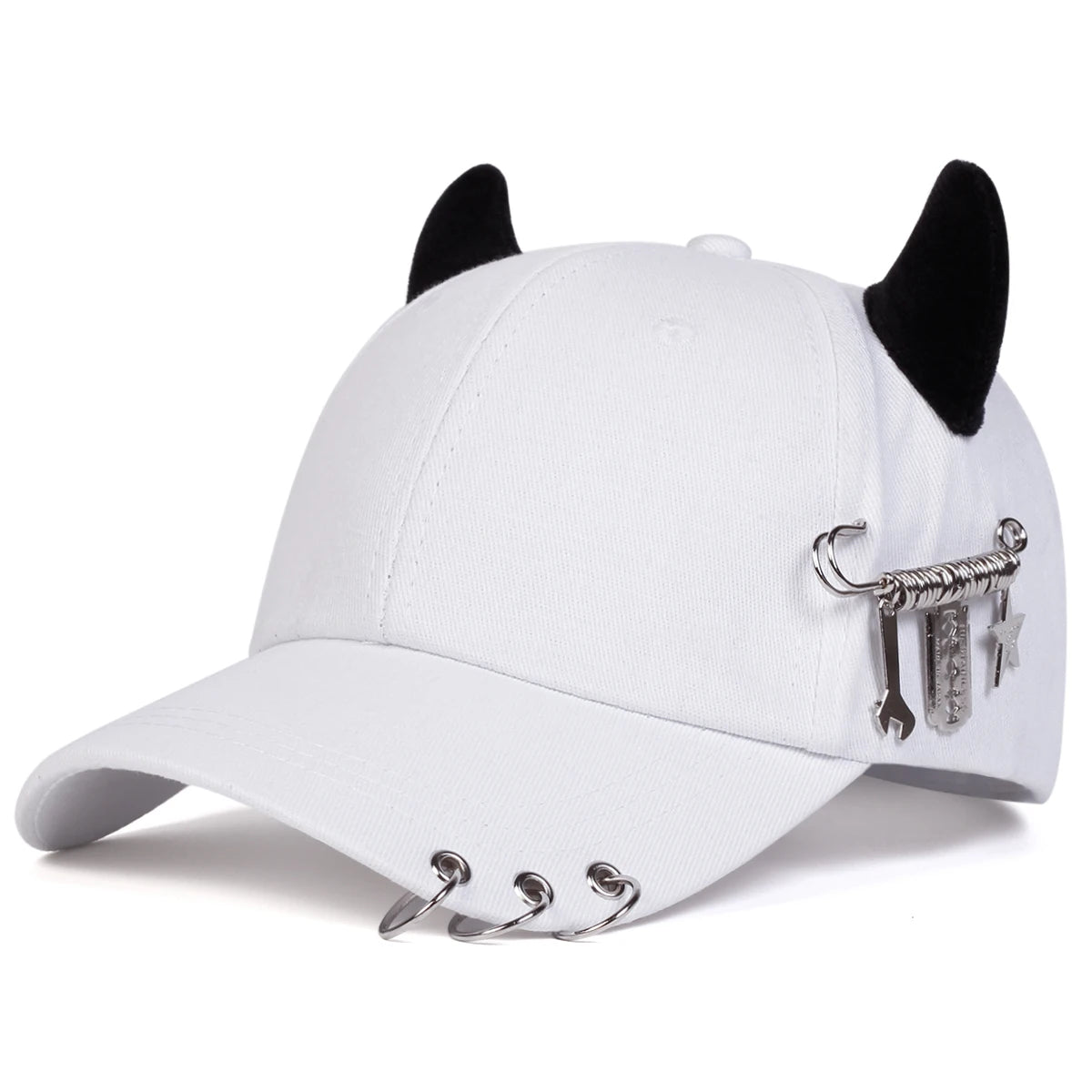 Unisex Iron Ring Cow Horn Baseball Cap