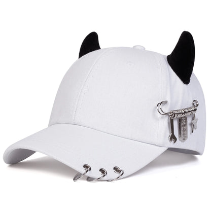 Unisex Iron Ring Cow Horn Baseball Cap